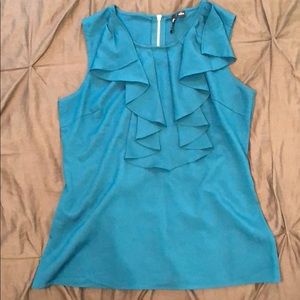 Teal ruffle front top